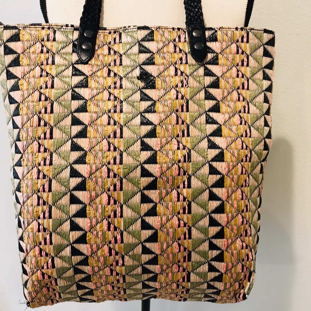 EC large Maison Scotch colorful woven tote